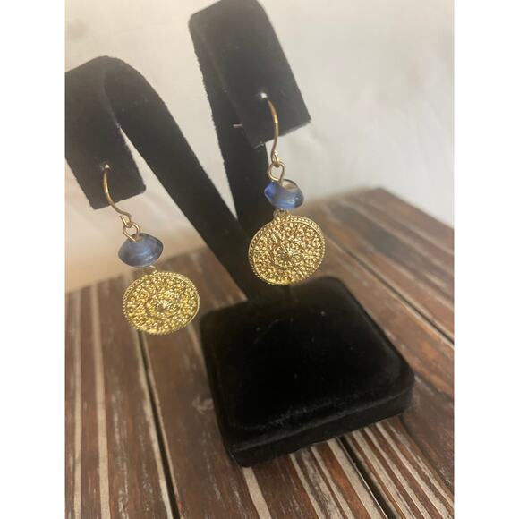Women's Necklace Earring Set Gold Blue Stone Statement Beautiful - Picture 8 of 8